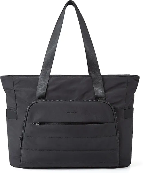 BAGSMART Tote Bag for Women, Lightweight Tote Bag with Yoga Mat Strap, Quilted Shoulder Bag Handbag for Daily, Work, Gym