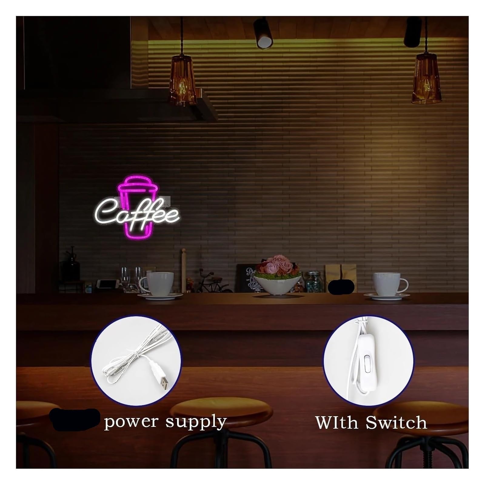 Insegna luminosa al neon Decorazione luminosa per neon tazza da caffè insegna a LED negozio per feste sala di compleanno