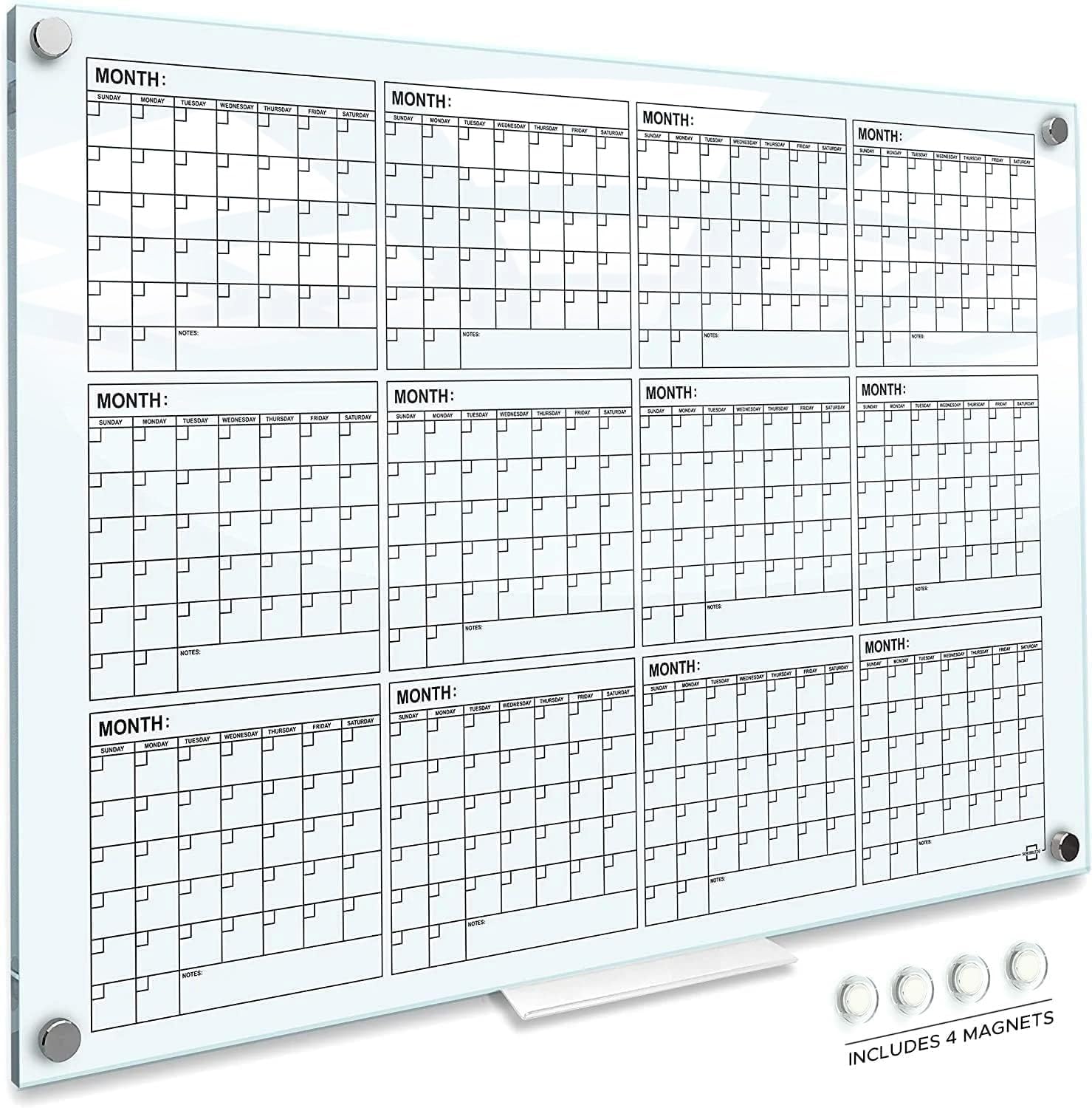 YearKeeper Glass Calendar – Magnetic Year-Long Planner