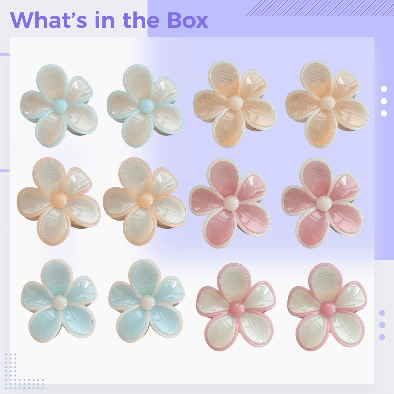 12 Stk. Haarclips, Candy-farbene Haarklammern für Damen, mit Blumenmuster, als modisches Geschenk, für Strandtage und Alltag, farbenfrohes Haaraccessoire im Set, für verschiedene Frisuren