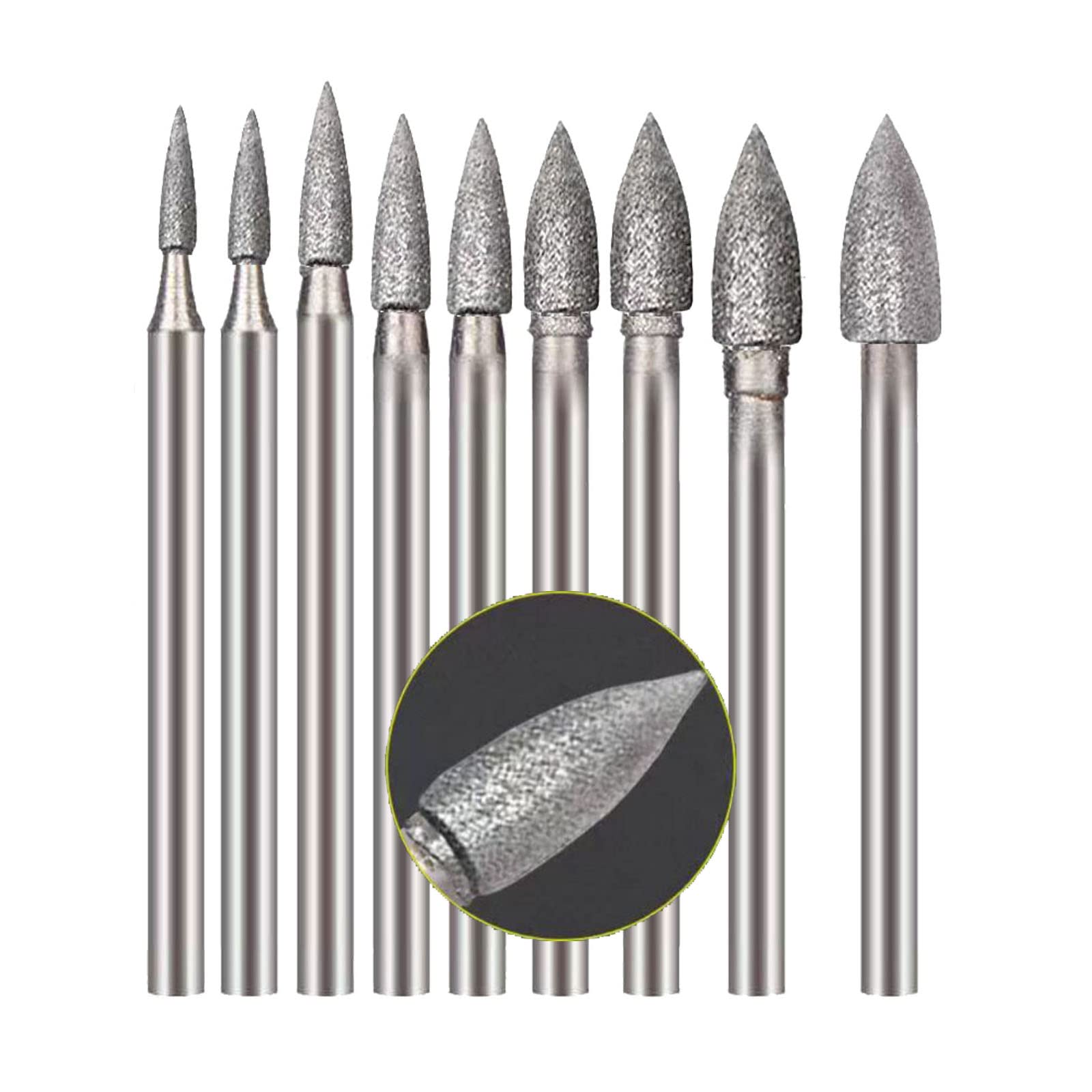 Diamond Cutting Burrs - 13 Sizes, 0.5mm - 8mm -7