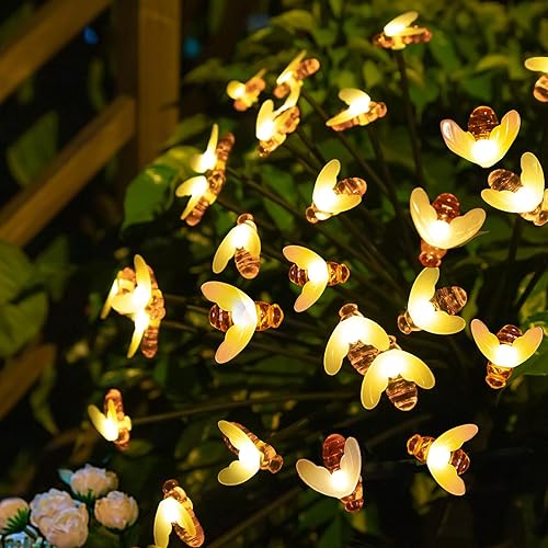 Luces solares de jardín luciérnaga iluminación al aire libre, 32 LED, paquete de 4 luces decorativas solares impermeables, lámpara exterior