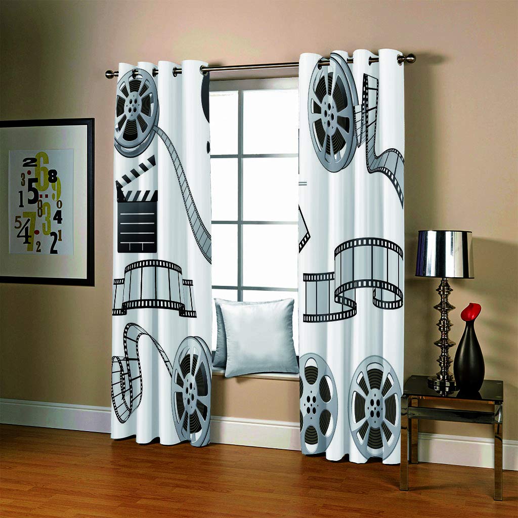 Nexan Tende Oscuranti Proiettore Retrò Tenda Oscurante Con Occhielli Per Interni Soggiorno Camera Da Letto Stanza Dei Bambini Poliestere Termica Isolante Stampa 3D 180x210cm
