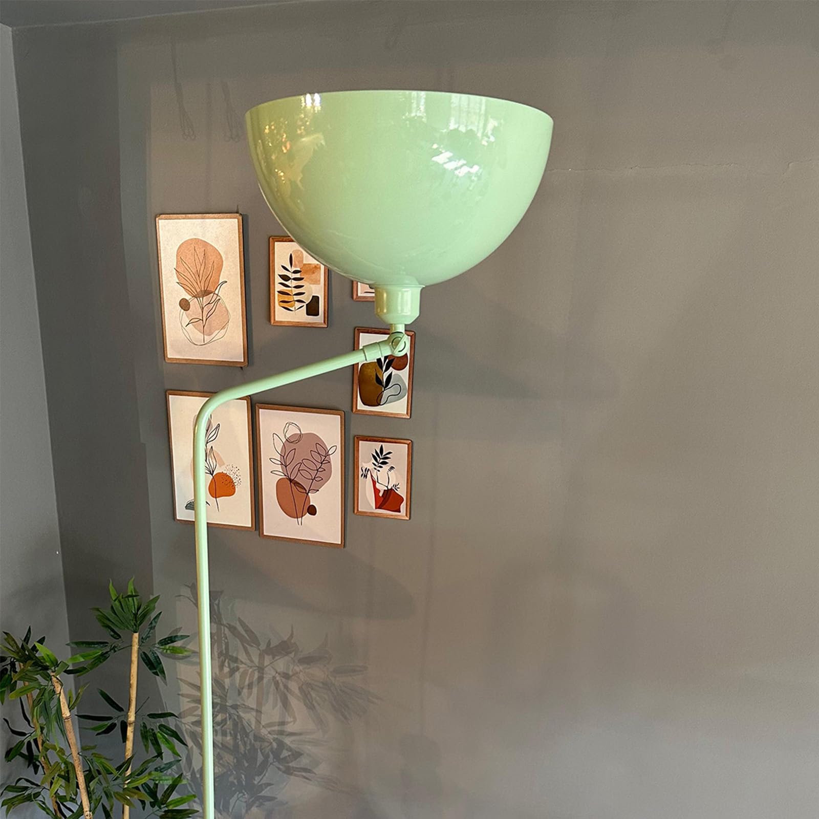 bamyum Gorkiede Lampada da Terra in Metallo, Lampada da Terra per Soggiorno, Camera da Letto, Camera dei Bambini con Attacco E27, Larghezza 30 cm, Paralume Regolabile, Verde Menta