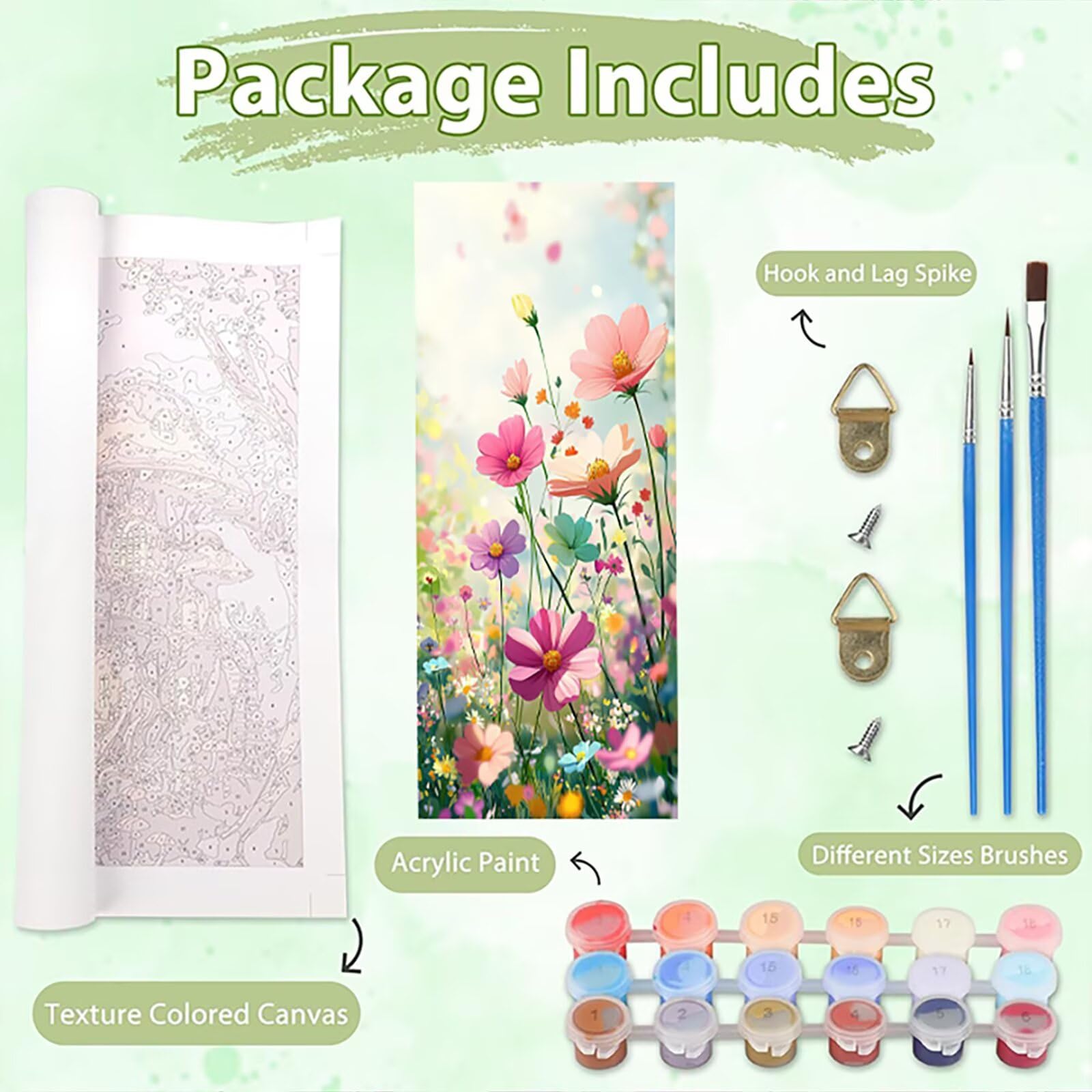 Malen Nach Zahlen 50x150cm Leinwand Blume Malen Nach Zahlen Erwachsene mit Ohne Rahmen, DIY Kreativ Set für Erwachsene mit Pinseln und Acrylfarbe, Zimmer Deko Pflanzen1 Landschaft Geschenk, P0M-671
