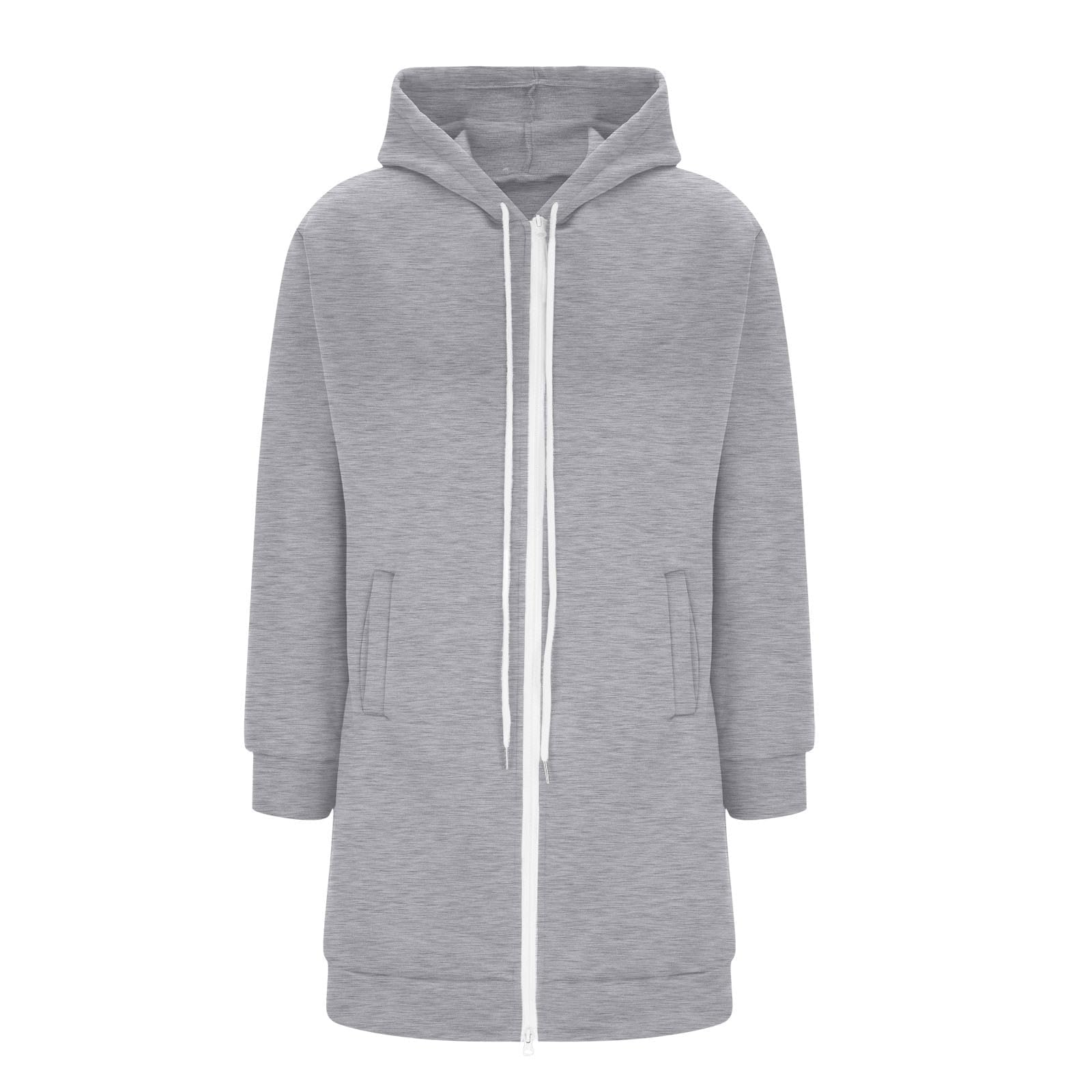 Bluza z kapturem na zamek dla kobiet, długa tunika, bluza z kapturem, bluza z kapturem z kieszeniami, jesienno-zimowa modna odzież