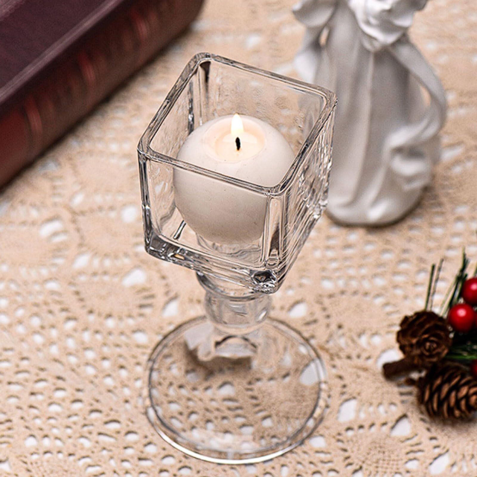 Ensemble de 3 bougeoirs en Verre Cristal, Compartiment à Bougies carrés, Design Romantique, pièce maîtresse Table, décoration d'intérieur