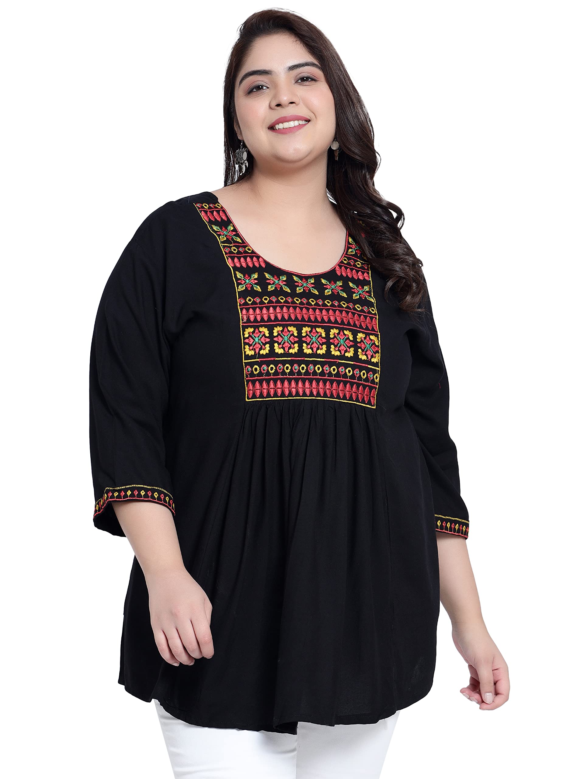 indietoga Women's Viscose Rayon Embroidered Regular Fit Tops (Small to Plus Sizes 7XL)-picture-12