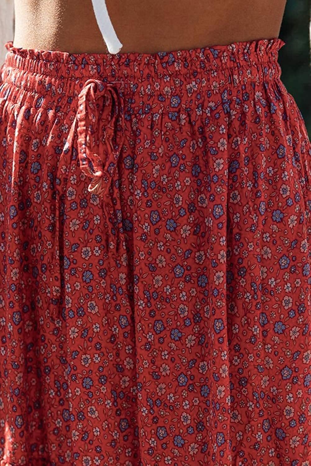 ZESICA Women's Bohemian Floral Printed Elastic Waist A Line Maxi Skirt with Pockets at  Women’s Clothing store
