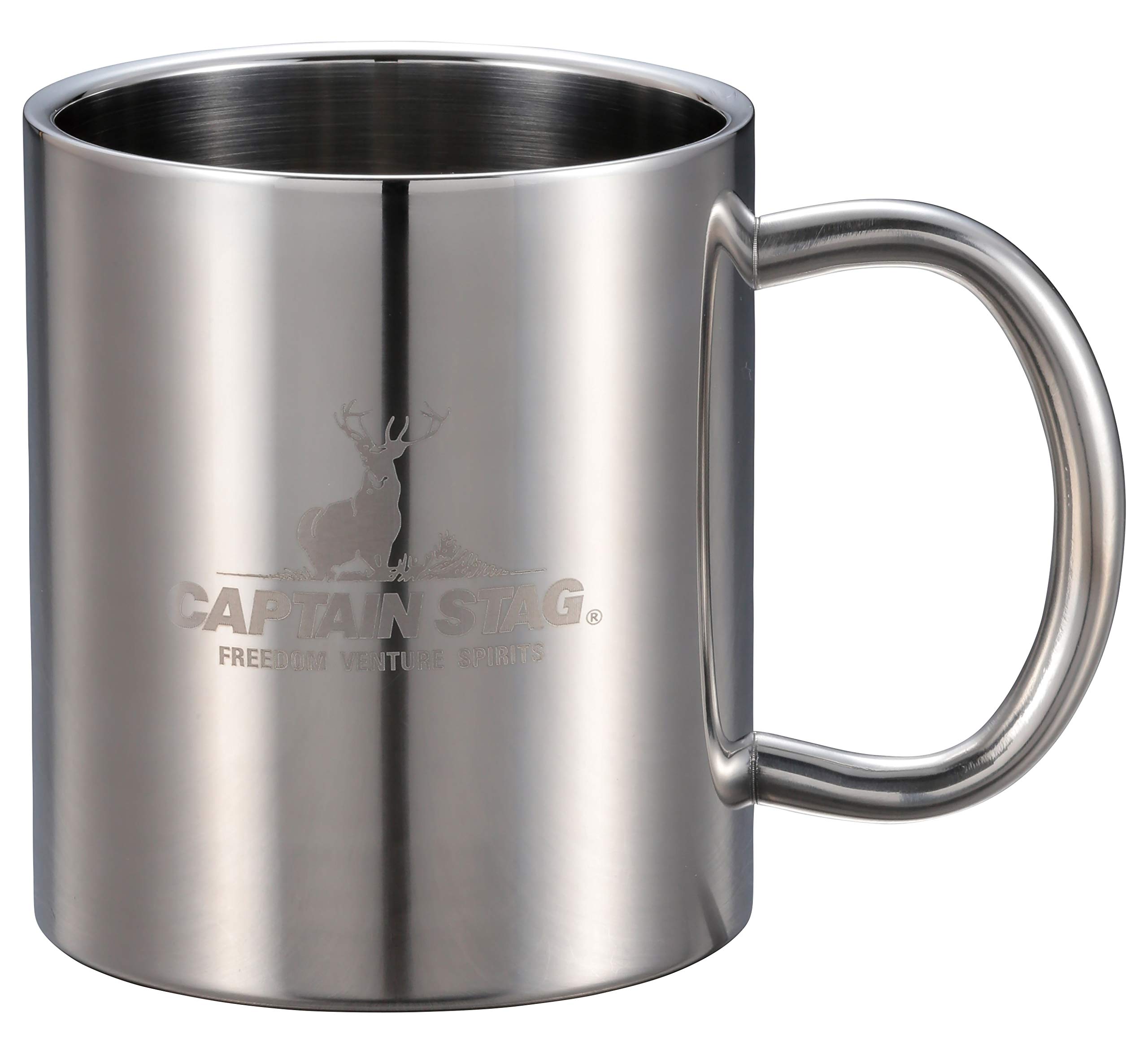 Captain Stag UH-2007 Outdoor Cup, Mug, Tumbler, 11.8 fl oz (350 ml), Double Stainless Steel, Hollow Double Layer, Stainless Steel : Home & Kitchen