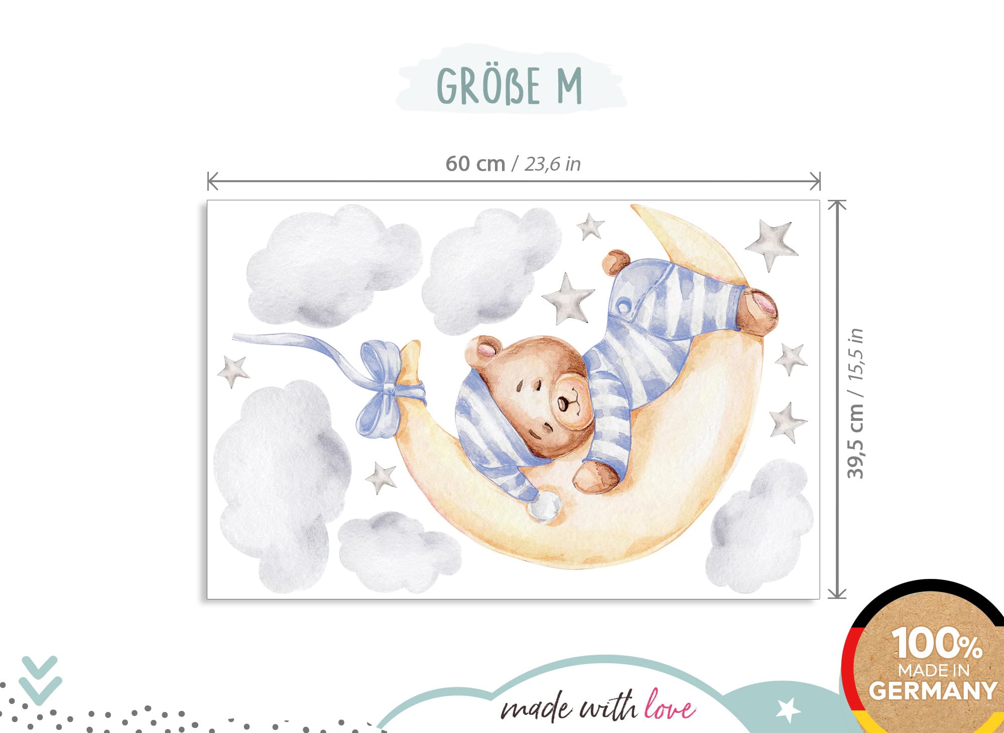 Adesivo Murale Little Deco DL921-3 Con Arcobaleno E Stelle | Dimensioni M 120x80cm, Made In Germany, Removibile - 2