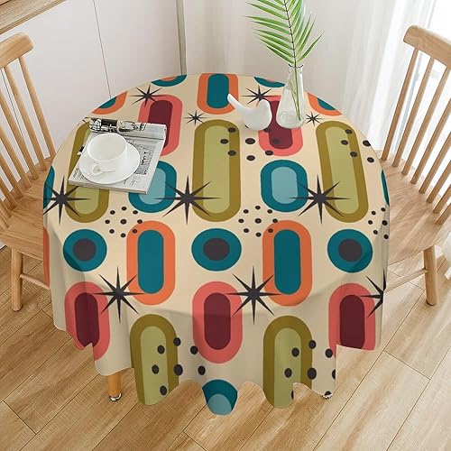 Miniatura 46 de Mantel retro moderno de mediados de siglo, diseño de colores retro de los años 50, resistente al agua, mantel lavable para cocina, comedor, fiesta