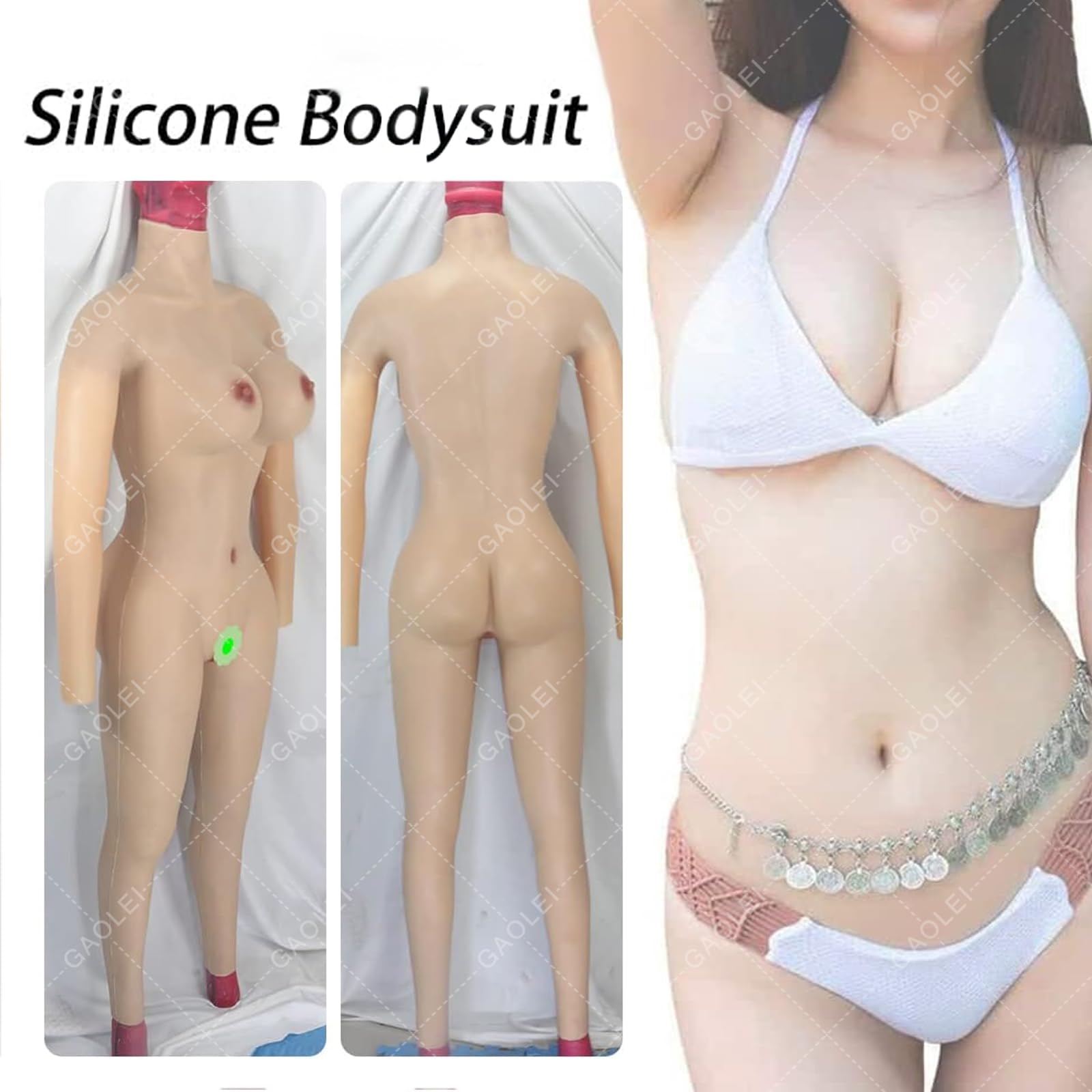 Adima Cuerpo Completo de Silicona Pechera Body f/g Copa Puede orinar y Ropa insertada de Hombre a Mujer para travesti
