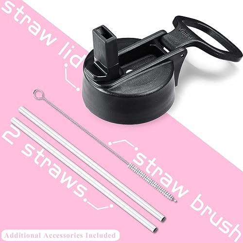 Miniatura 4 de Vmini - Botella de agua de acero inoxidable 188 de boca ancha con aislamiento al vacío y con tapa de popote, 12  18  24  32  40  64 oz