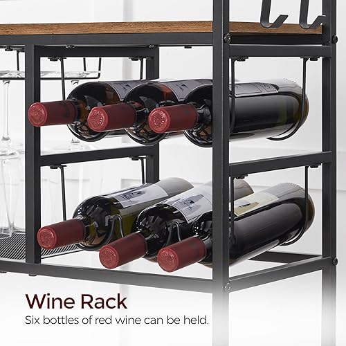 Miniatura 8 de Carrito de bar para el hogar, carrito de servicio de 3 niveles con ruedas y asa, carrito de bebidas con estante para vino y soportes para vidrio,