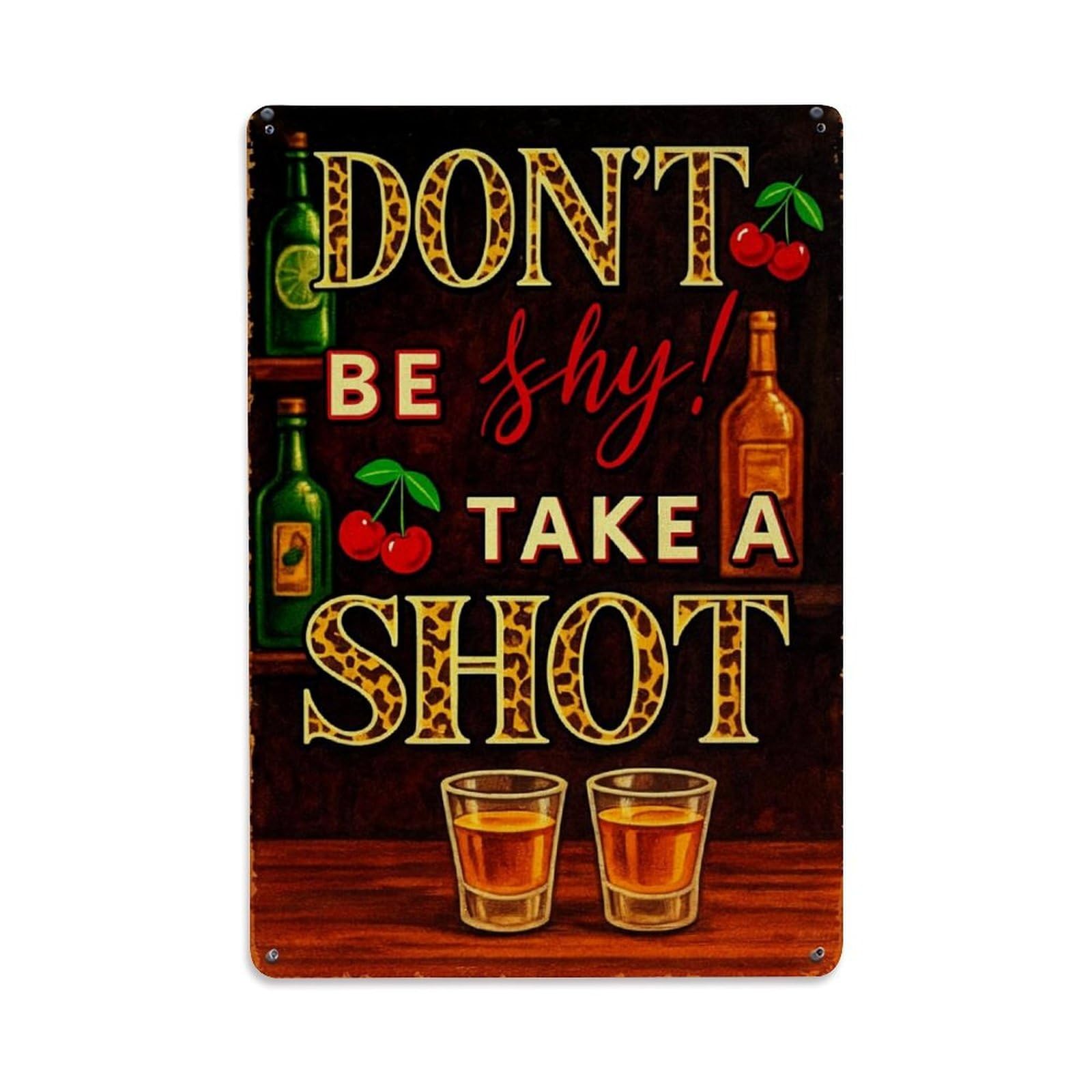 Jdfenggu Vintage Don't Be Shy Take A Shot Retro Metal Tin Sign, Metal Poster For Bar, Home, Man Cave, Kitchen, Laundry Room Art Decor 8X12 Inch