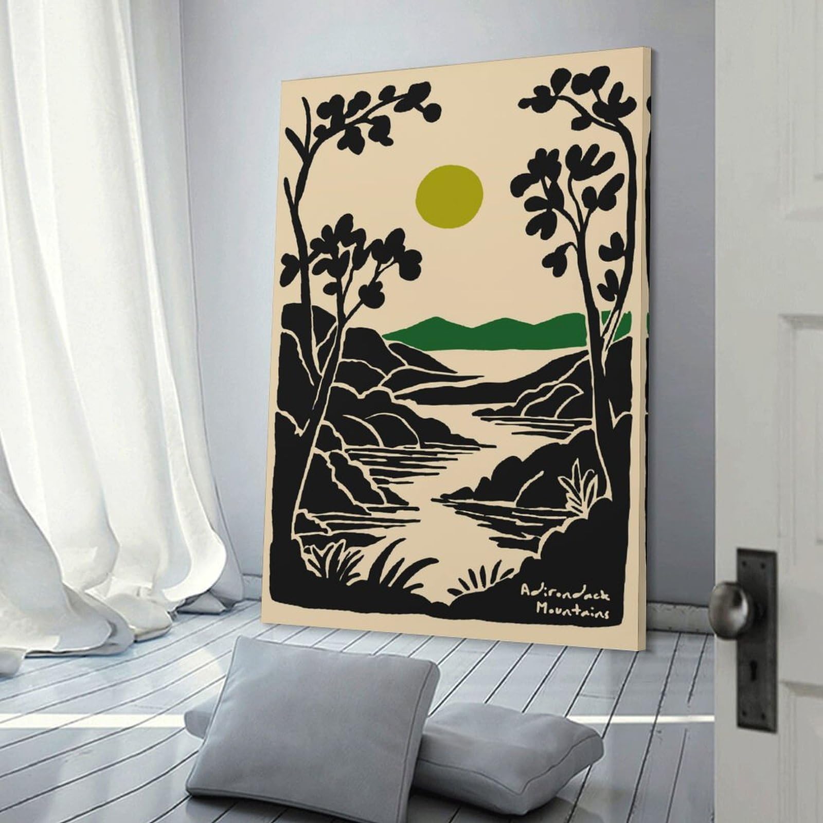 Junmoney Adirondack Mountains Landscape Art Print Canvas Art Print, 24x36inch(60x90cm), for Home Walls, Creative Rooms Or Shared Spaces, Decorative Artwork with Broad Appeal