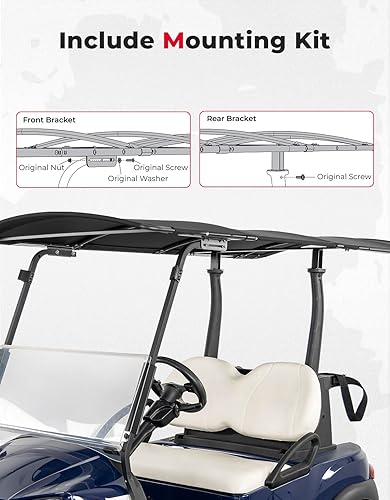 Miniatura 2 de KEMIMOTO Toldo de lona para carrito de golf, techo extendido de 85 pulgadas, soportes de montaje incluidos, compatible con Club Car Precedent Onward