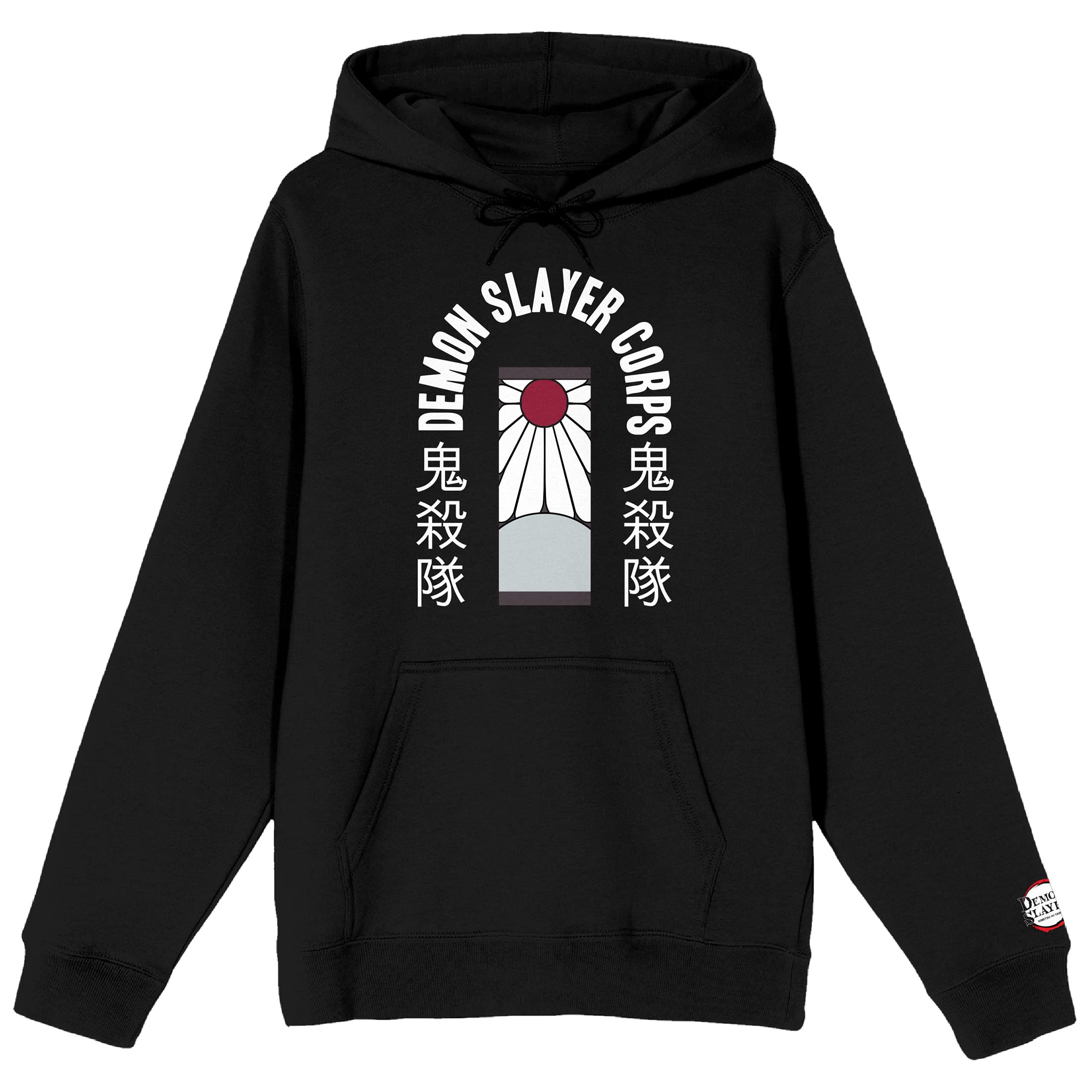 Bioworld Unisex Black Demon Slayer Corps Tanjiro Earring Long Sleeve Adult Hooded Sweatshirt, 4XL