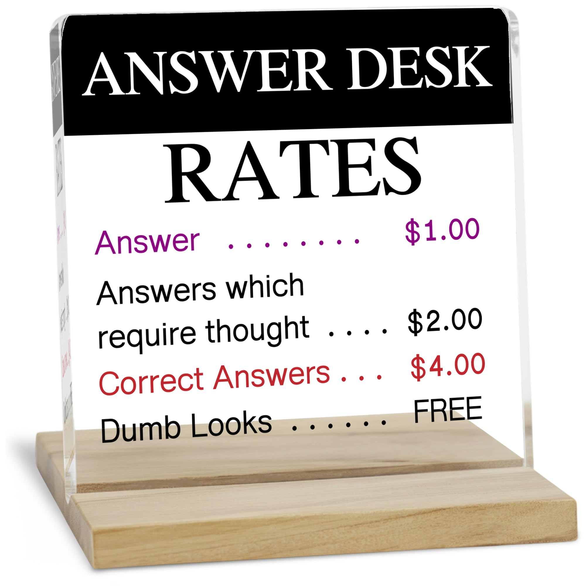 AADHYA_ENT Answer Desk Rates Decor Sign, Office Gifts for Coworkers, Funny Boss Gifts Acrylic Plaque_RDX_MN_038-picture-10