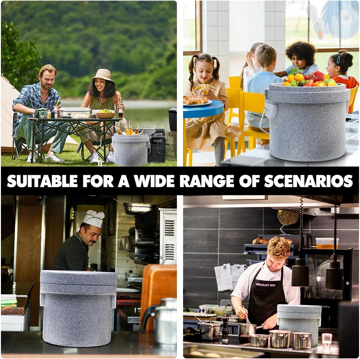 EPP Insulated Soup Container Commercial Food Warmer for Hot or Cold Food,Hot Box for Catering,With Stainless Steel Bucket,Stackable Soup Carrier for Restaurant, Canteen, Home (15.8QT)