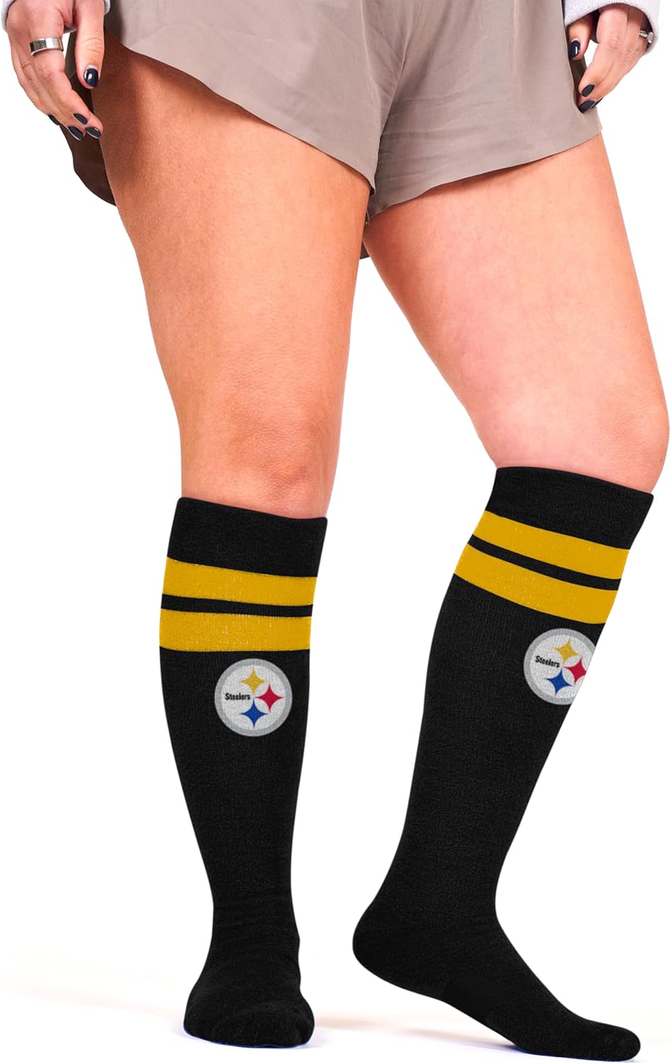 For Bare Feet NFL PITTSBURGH STEELERS Cozy Feather Compression Varsity Stripe Team Color Small/Medium - Image 2