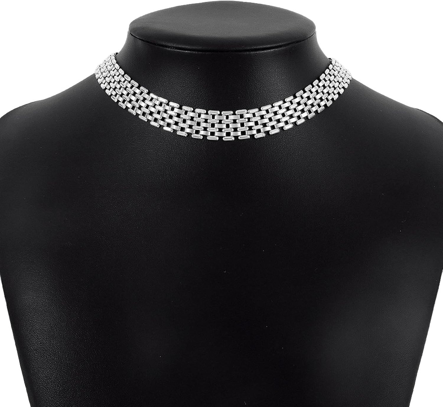 Silver Chunky Chain Necklace Simple Bib Collar Necklace Thick Geometric Chain Collarbone Necklace Table Chain Statement Necklace Hip Hop Jewelry for Women - Image 3