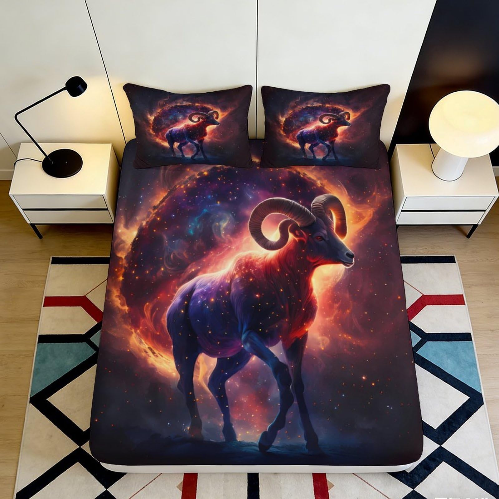 Jqzkxnhpbr Style-1 3D Printed Galaxy Starry Sky Fitted Sheet Microfiber Soft Decor Cosmic Nebula Bed Cover For Bedroom Dorm Guest Room 90X200x25cm