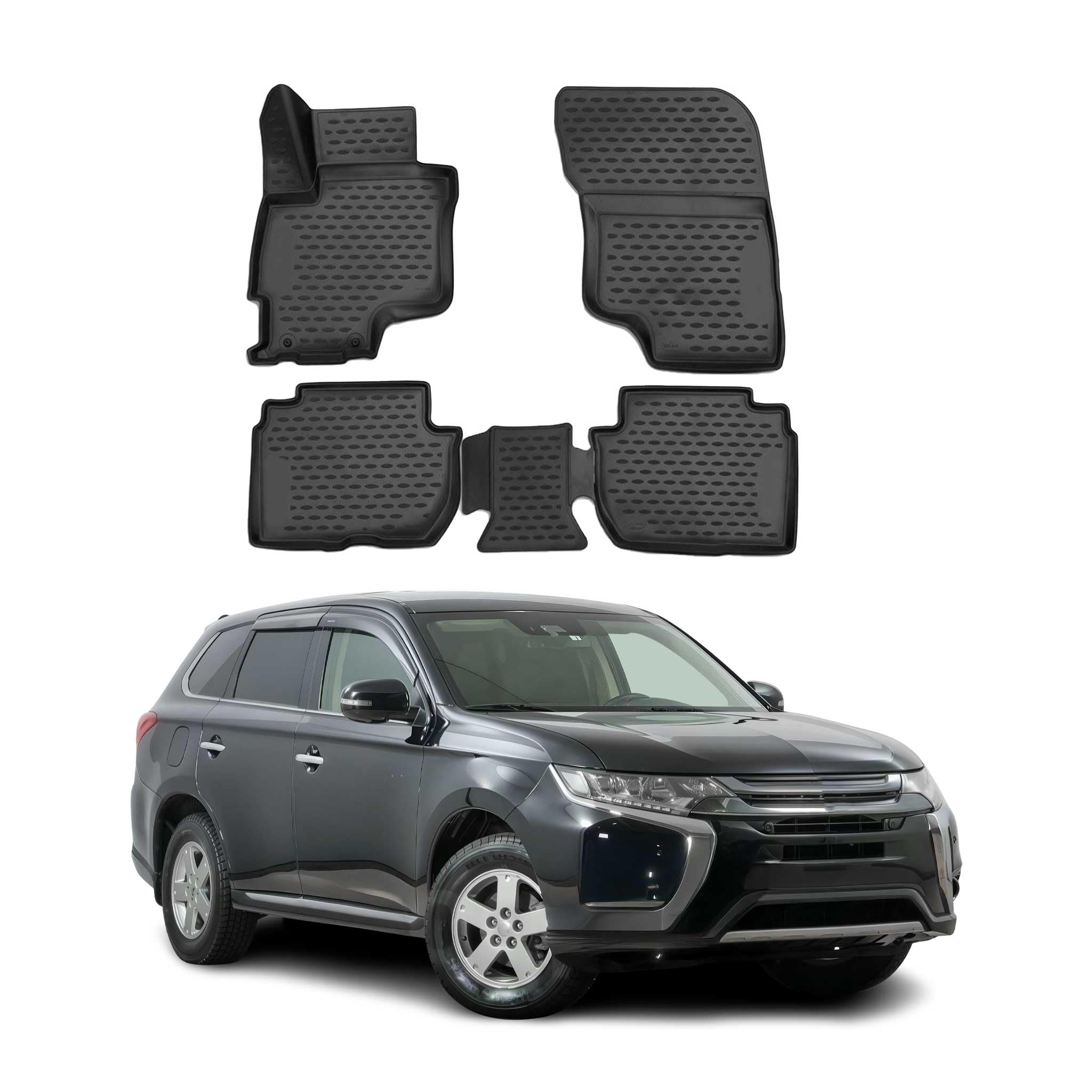 OMAC Fußmatten für Mitsubishi Outlander 2WD 2013-2021 TPE 4X Schwarz