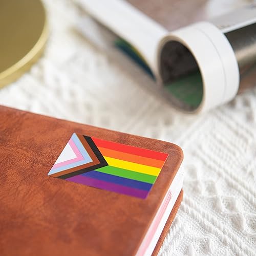Miniatura 5 de Progress Pride Daniel Quasar - Calcomanías rectangulares de bandera para orgullo gay, orgullo lesbiano, orgullo transgénero, conciencia LGBTQ,