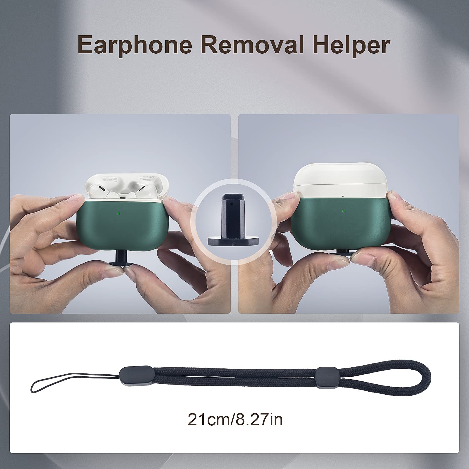 Coque Silicone Antichoc Pour AirPods Pro 2 (2022) - Vert Phosphorescent, Avec Mousqueton, Protection Complète - 11
