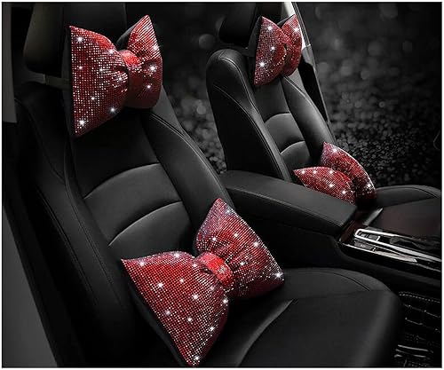 Miniatura 9 de 1 paquete de 1 almohada para reposacabezas de automóvil, con diamantes de imitación brillantes, almohada de apoyo lumbar de cristal, almohada de