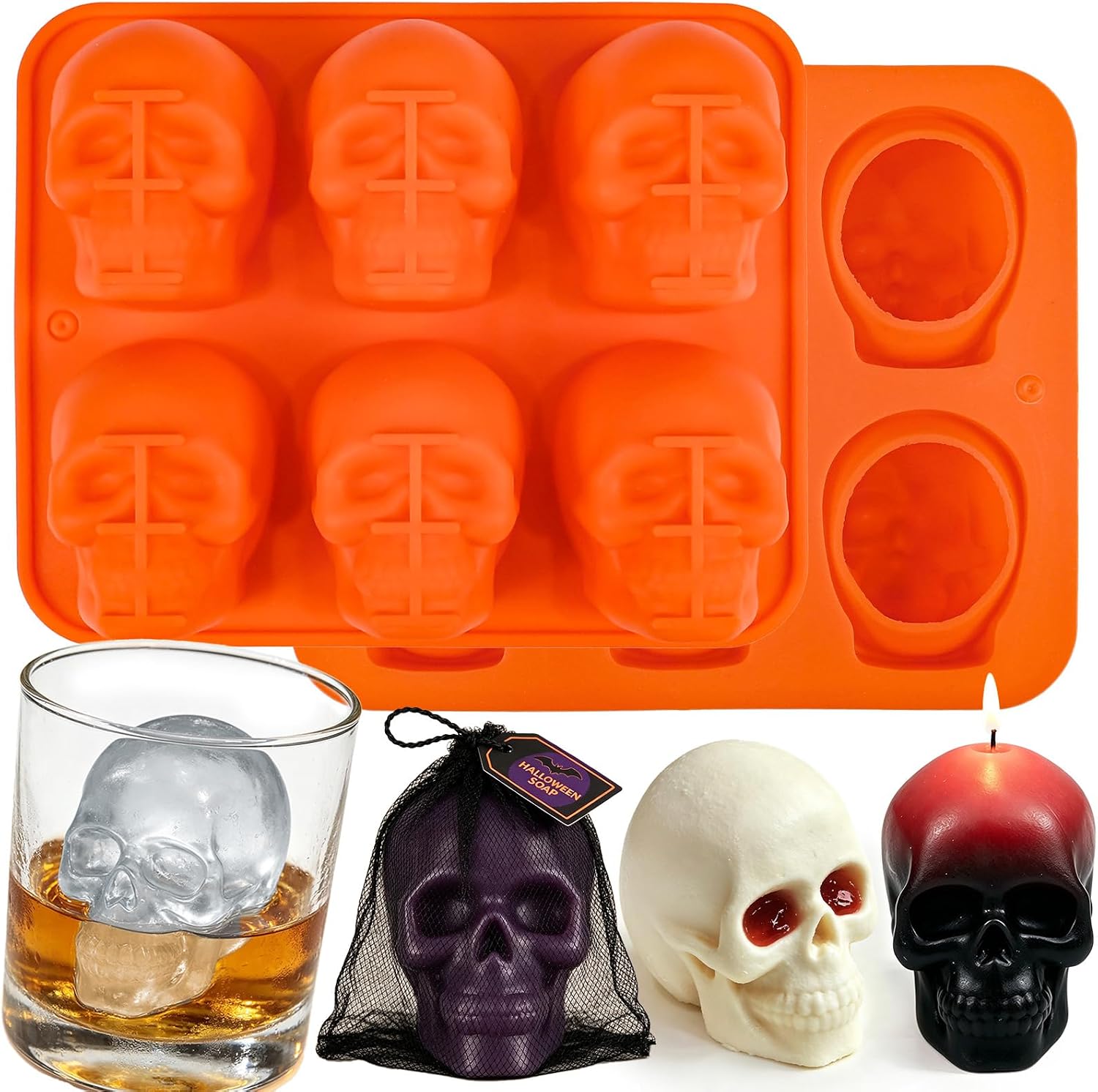 Large Skull Chocolate Mold, 2 Pack Skull Baking Molds 12-Cavity