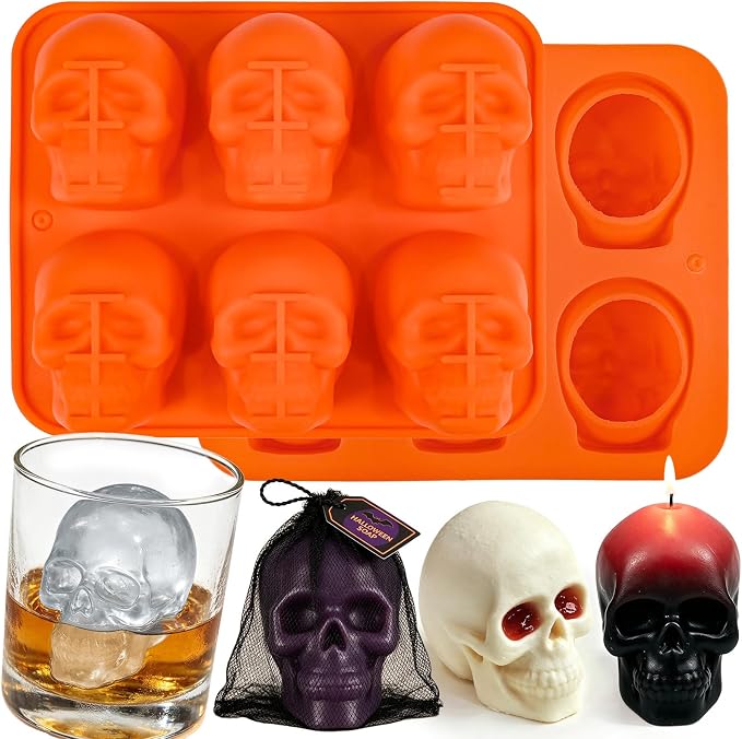 Large Skull Chocolate Mold, 2 Pack Skull Baking Molds 12-Cavity