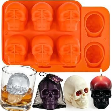 Halloween Skull Silicone Mold, 2 Pack Skull Baking Molds 12-Cavity