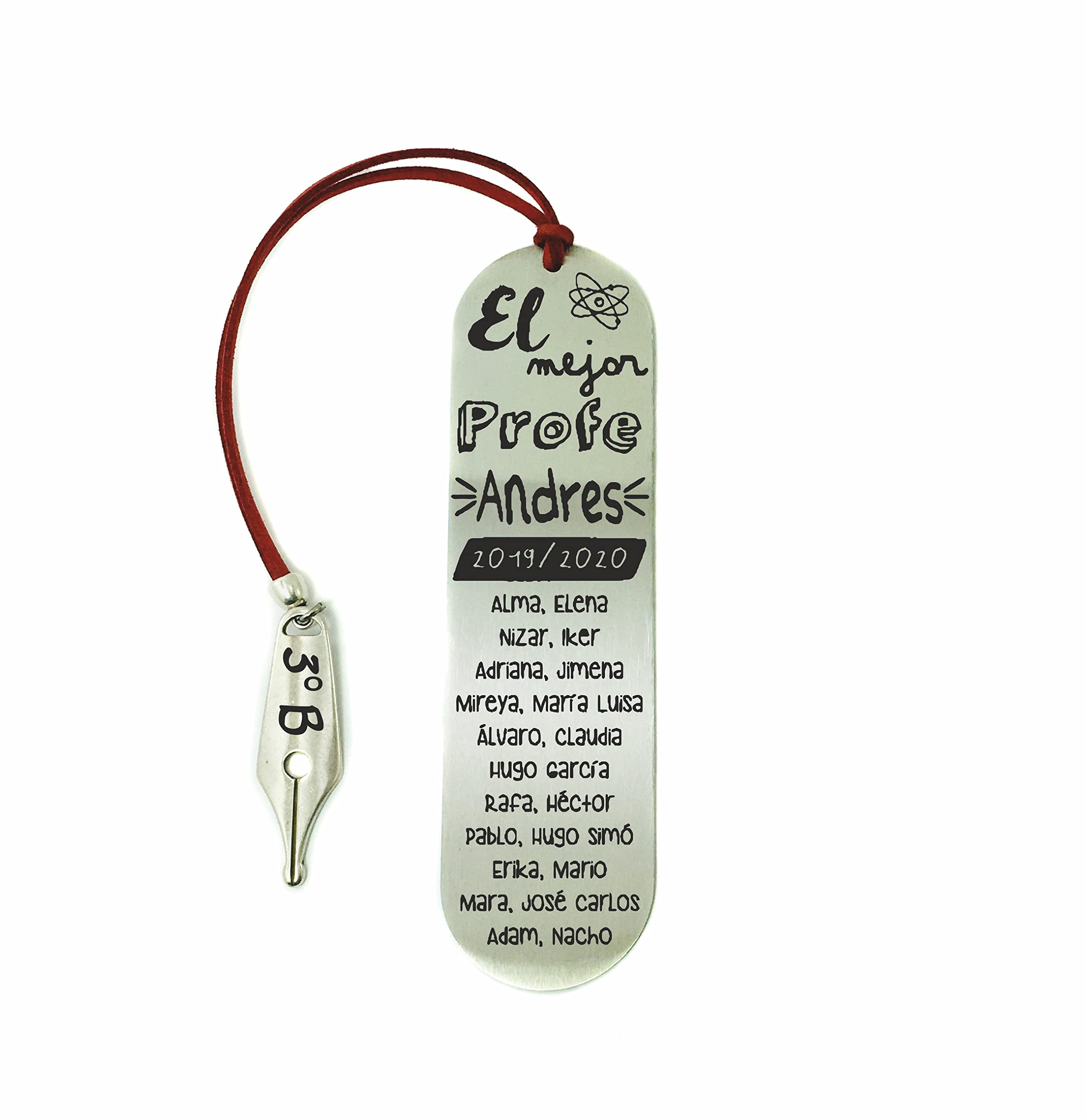 Rincón del Artesano Hecho a Mano Málaga. Marcapáginas Mejor Profe. Regalo Fin de Curso Personalizado. Fabricado en Acero. Regalo Profesores. Modelo El Mejor Profe Pluma