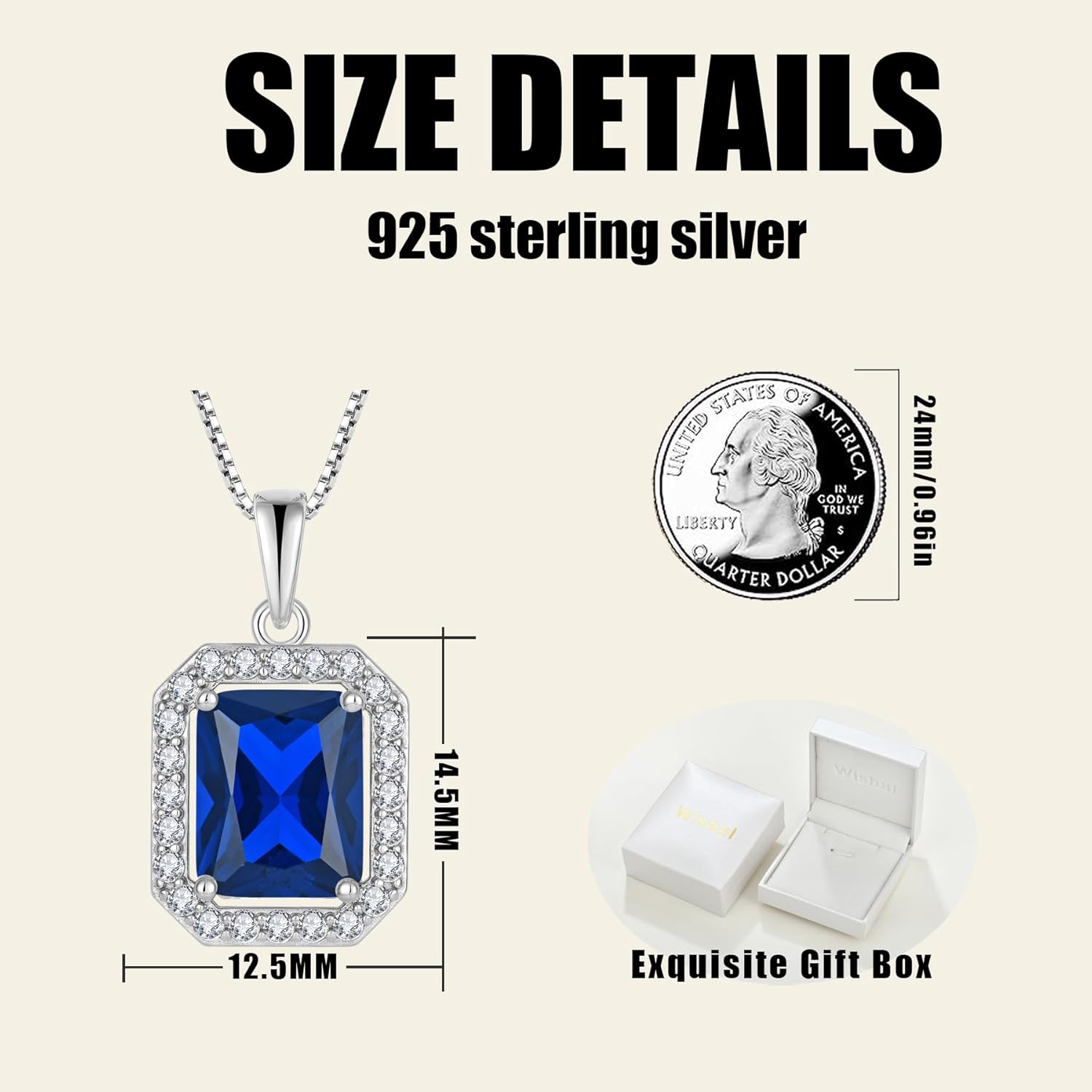 Women's Emerald Cut Necklace 925 Sterling Silver Halo Created Birthstone Princess Cut Pendant Jewelry for Her - Image 6