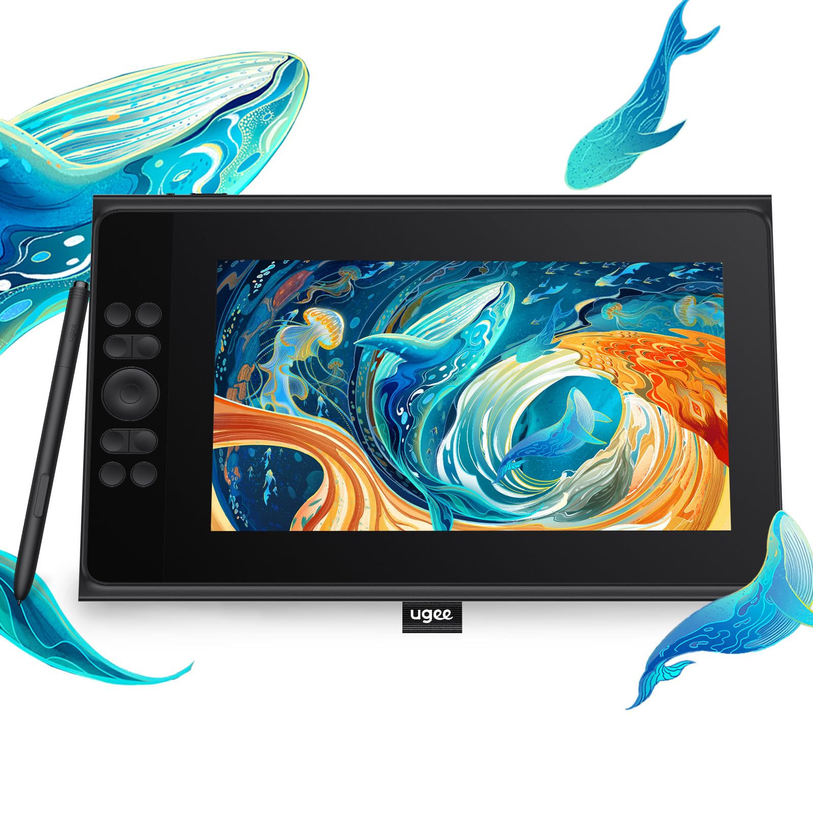 UGEE 147% sRGB Tableta Gráfica con Pantalla UE12P, 11,9 Pulgadas Antideslumbrante Monitor de Dibujo, Tableta Gráfica Lápiz sin Batería para Teléfono Android/Windows/Mac OS/Chrome OS