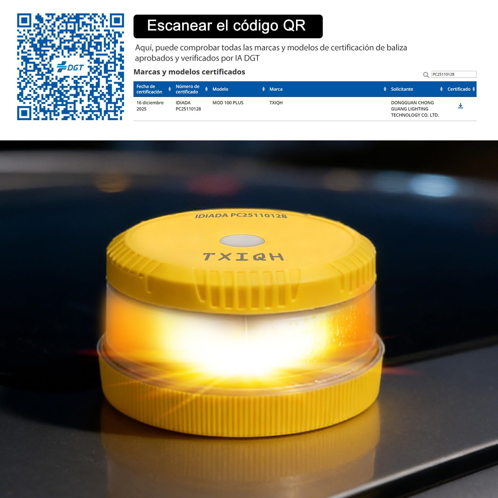 Baliza V16 Homologada DGT 3.0, Luces Emergencia Coche DGT, Ndice de Protección IP54, NB-IOT con Funcionalidad de Geolocalización, Base Imantada (2 PCS)