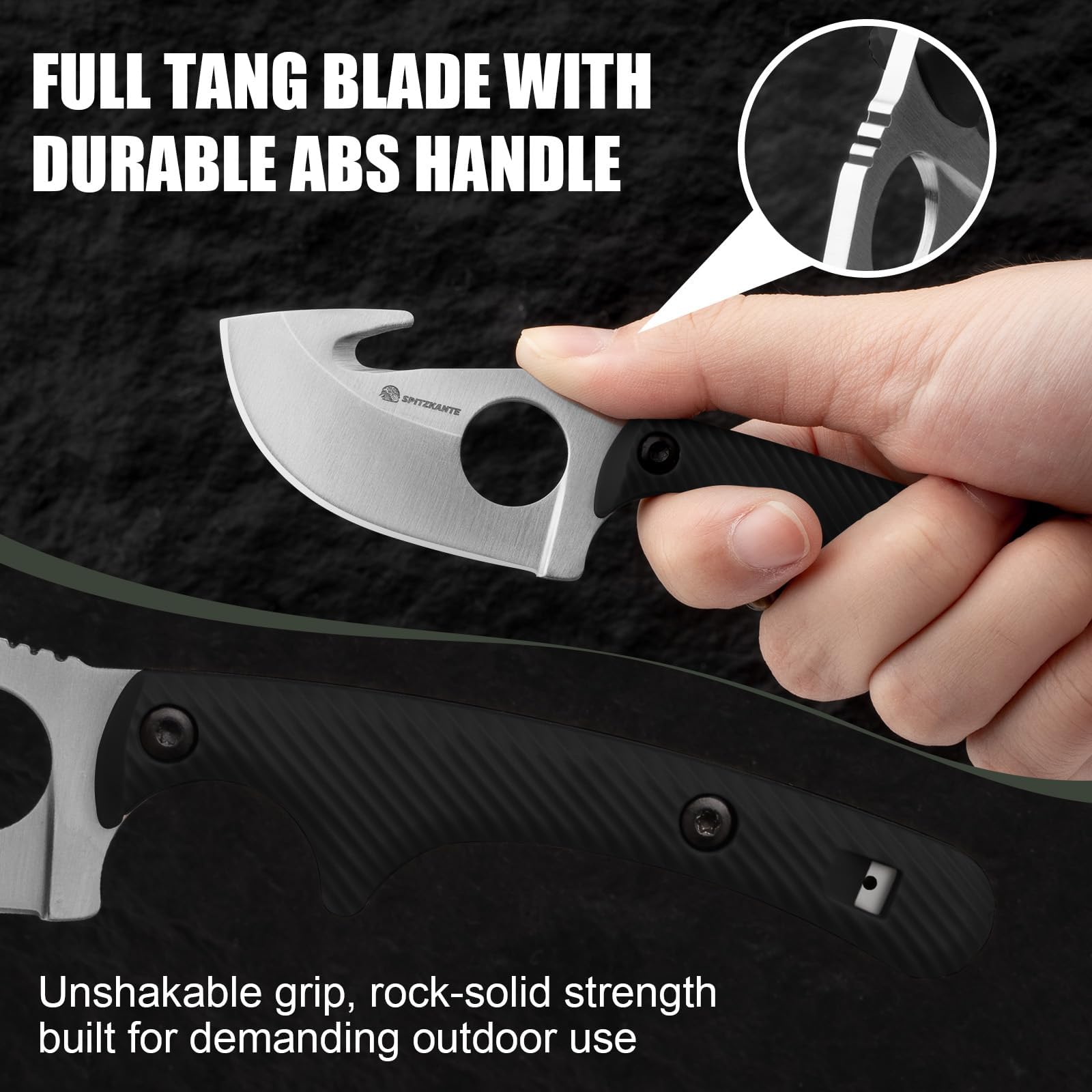 HO-YN coltello da esterno, clip regolabile a 360°, lunghezza lama di 6,2 cm, un buon coltello collana con gancio con tubo integrato.
