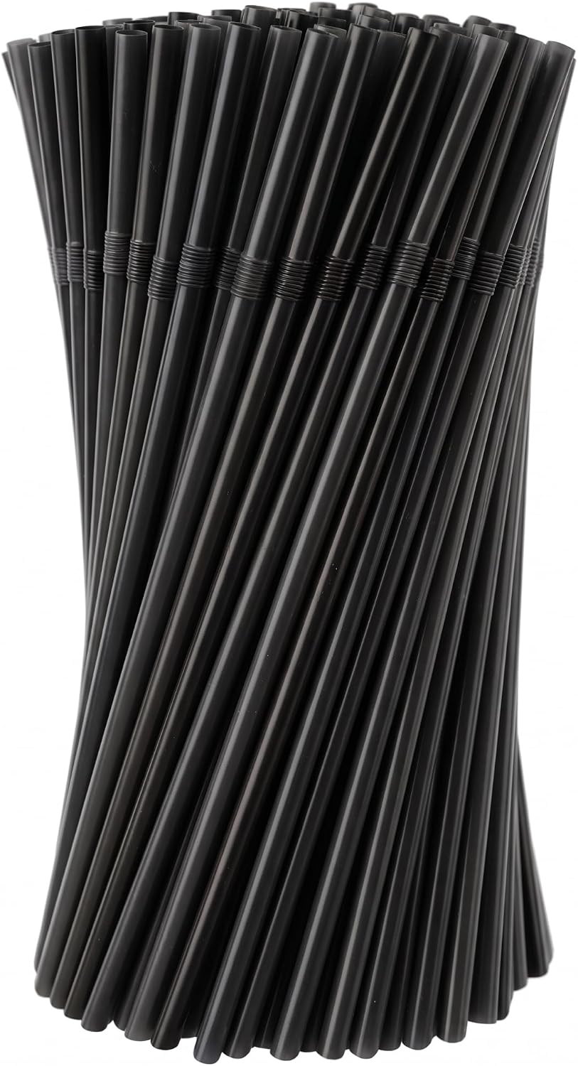 KURTT 500 Reusable Straws, Dishwasher Safe, Black, 5 x 230 mm