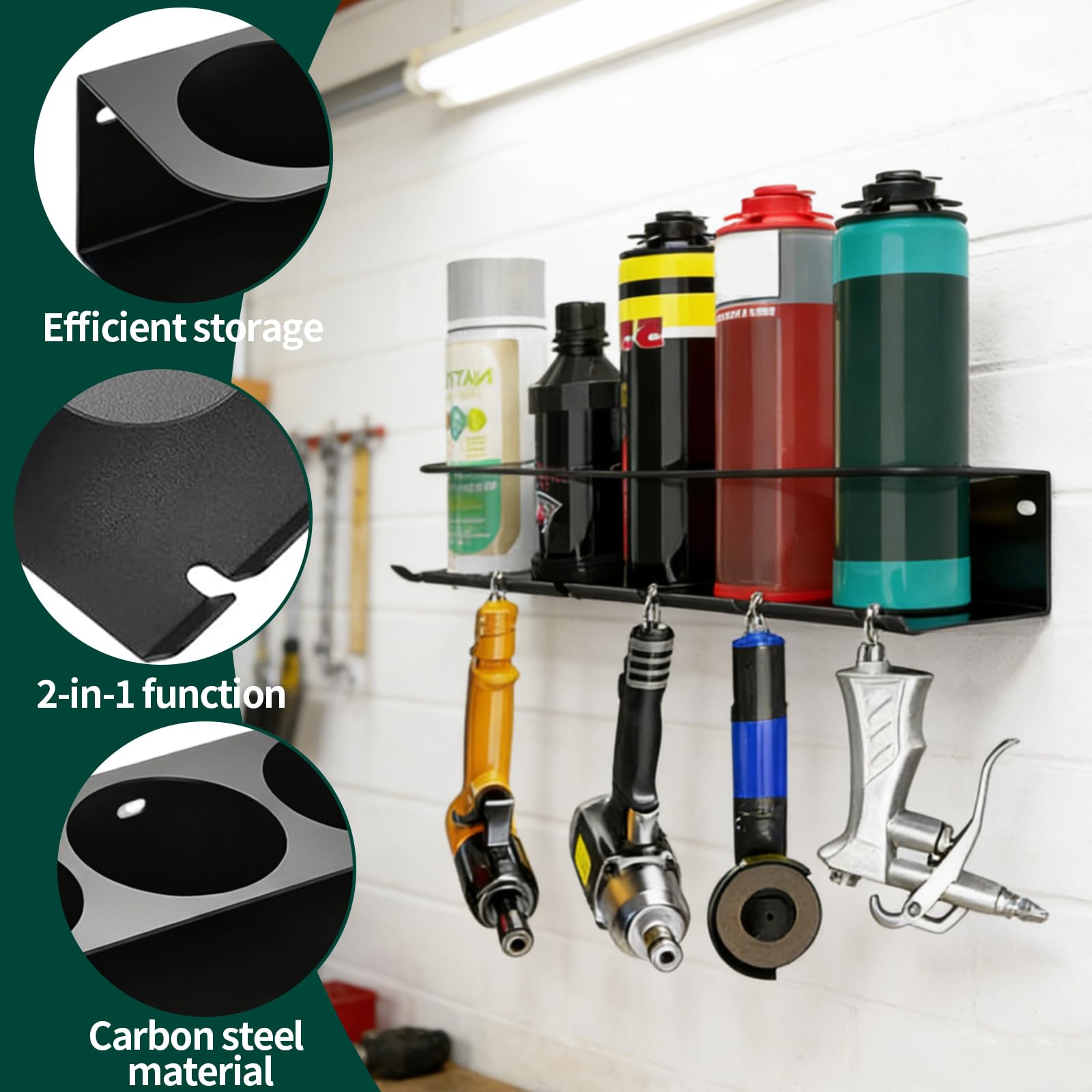 Lot de 2 supports de bombes pulvérisateurs avec 5 trous et 6 fentes - Pour garage, magasin et maison
