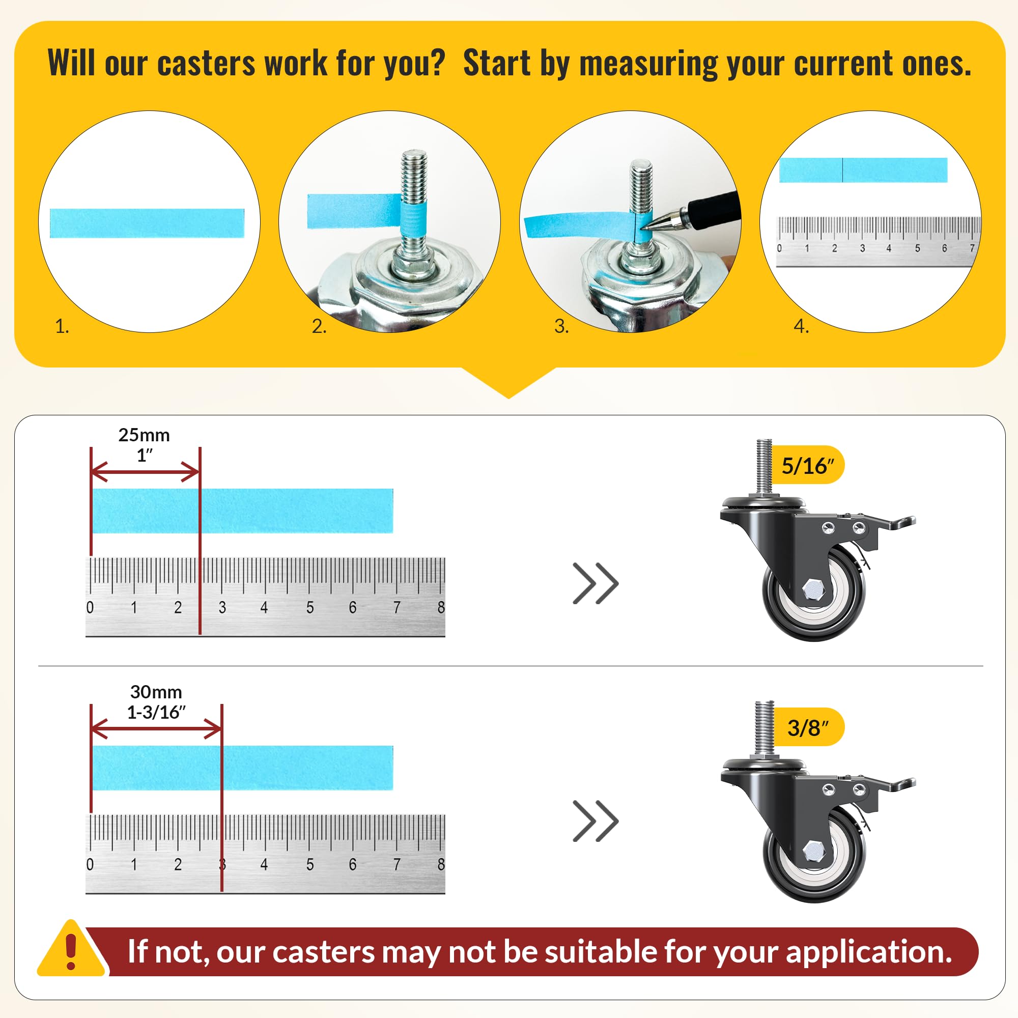 HOLKIE Stem Casters - Heavy Duty Locking Wheels -3