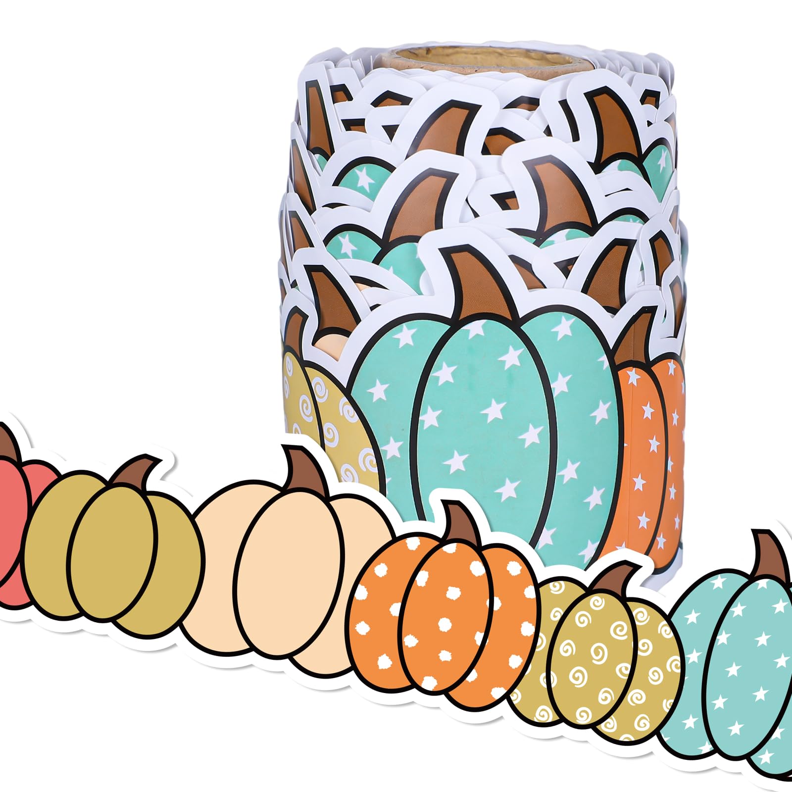 Rouleau autocollant citrouille d'automne 20m Whaline pour décoration de tableau
