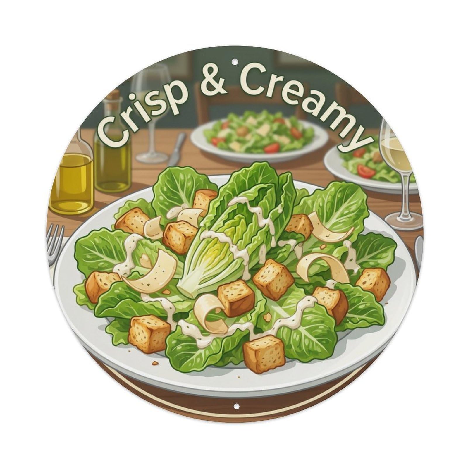 Metal Tin Sign Caesar Salad Gourmet Food