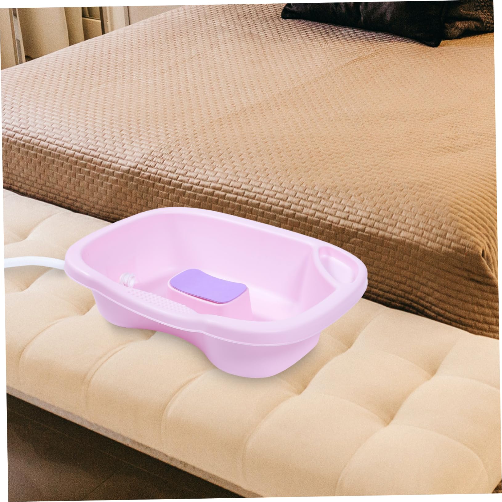 BESTYASH Bacinella Lavatesta Portatile in Pp per Pazienti Allettati e Donne Incinte, Comoda da Usare, Colore Rosa, per Casa e Assistenza a Letto
