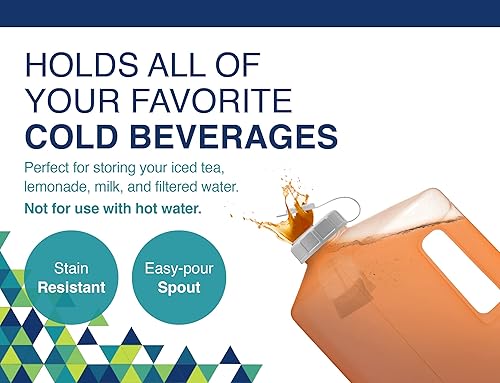 Miniatura 4 de Arrow - Botella de plástico de 1 galón para bebidas frías botella de refrigerador con tapa boquilla fácil de verter y marcas graduadas fabricada en