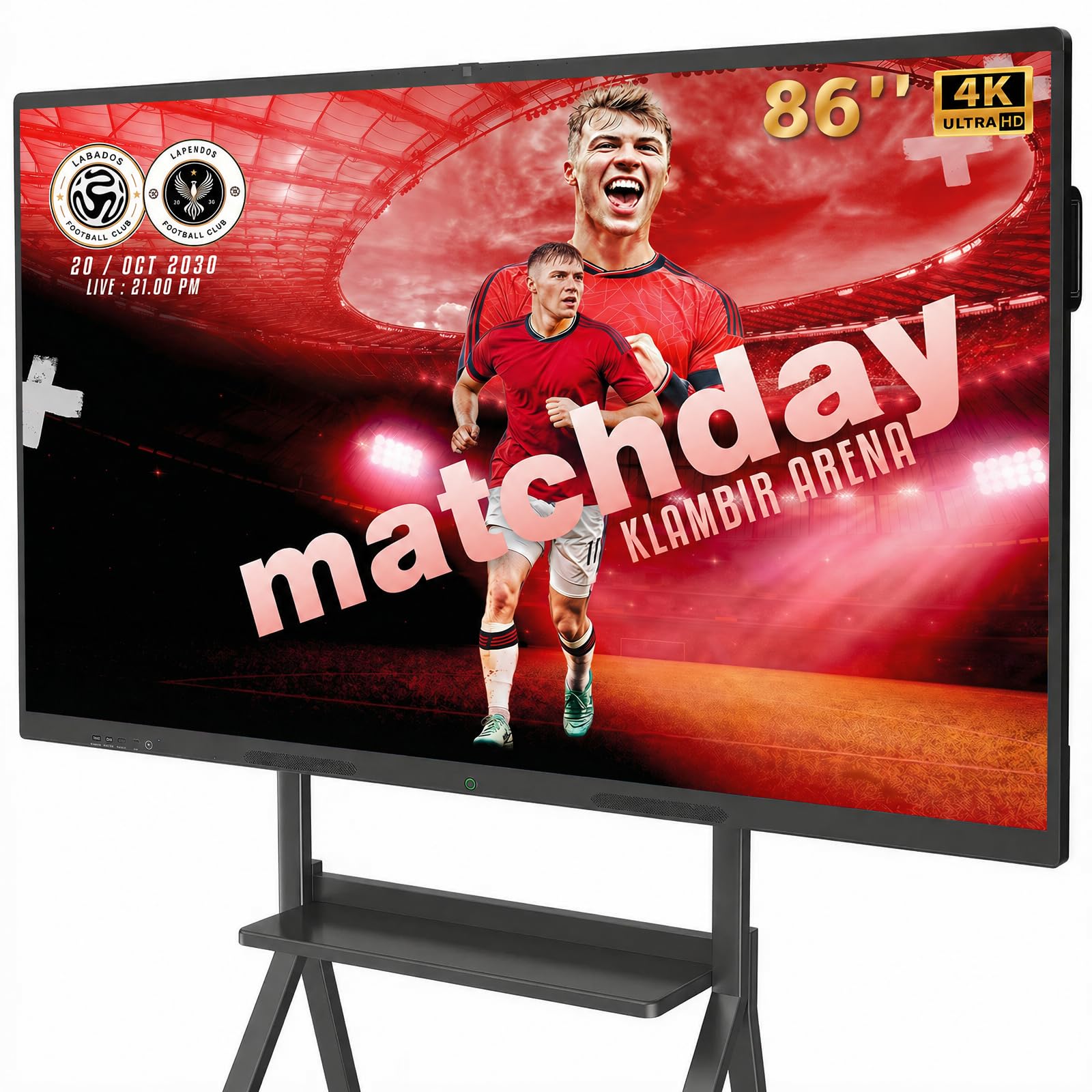 86" Smart Board, 4K Interactive Whiteboard, 20-Point Touch Screen, Android 14, 8GB &amp; 128GB, Screen Sharing, Bluetooth/WiFi/HDMI, All-in-One Meeting &amp; Education Solution (Wall Mount Included)