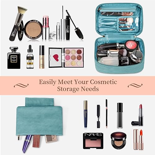 Miniatura 2 de KTMOUW Bolsa de maquillaje impermeable para cosméticos, bolsa de viaje de maquillaje portátil, bolsa de brochas de maquillaje, bolsa organizadora de