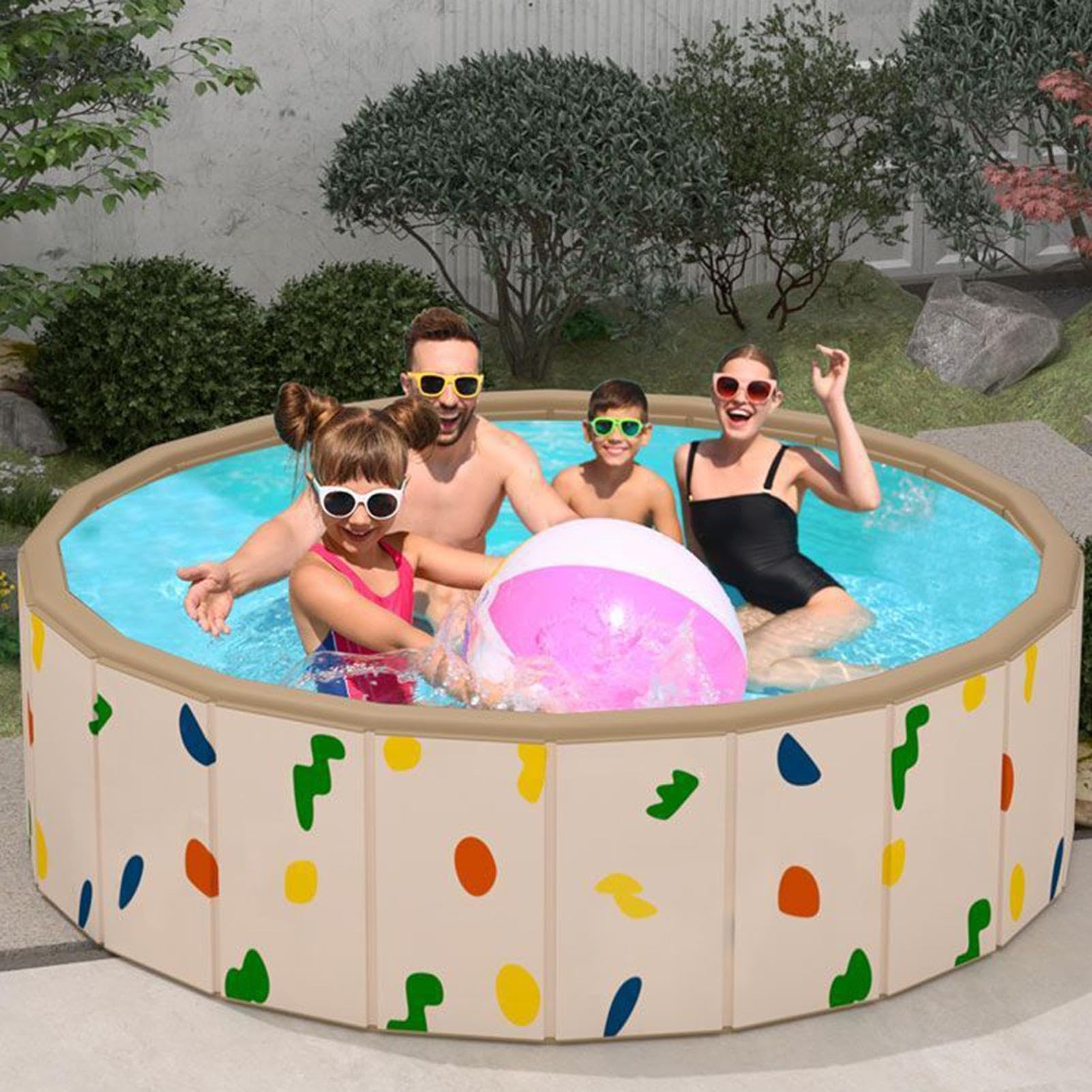 Piscina para niños Portátil Antideslizante No Inflable | Centro de juegos acuáticos con piscina infantil para niños y perros para Verano Exterior Patio Trasero Jardín Playa Camping